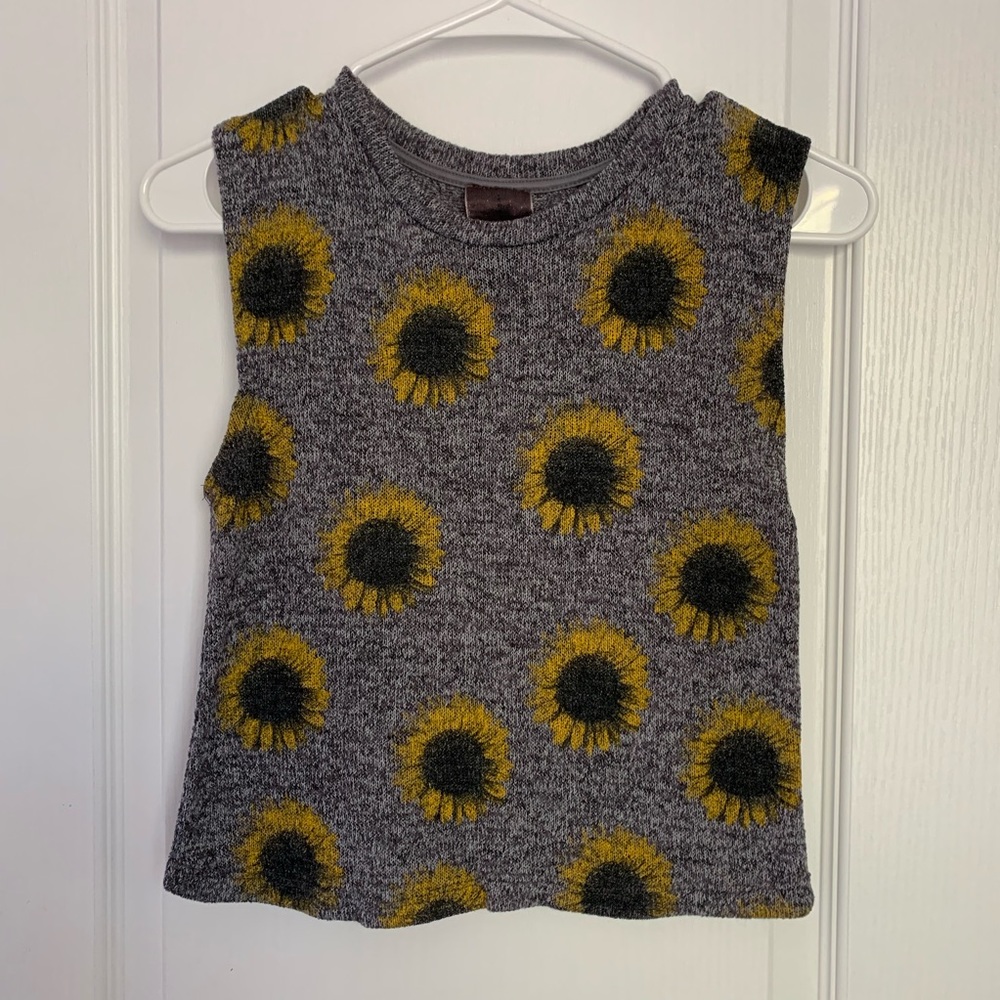 Moon Collection Gray Sunflower Sweater Crop Top S